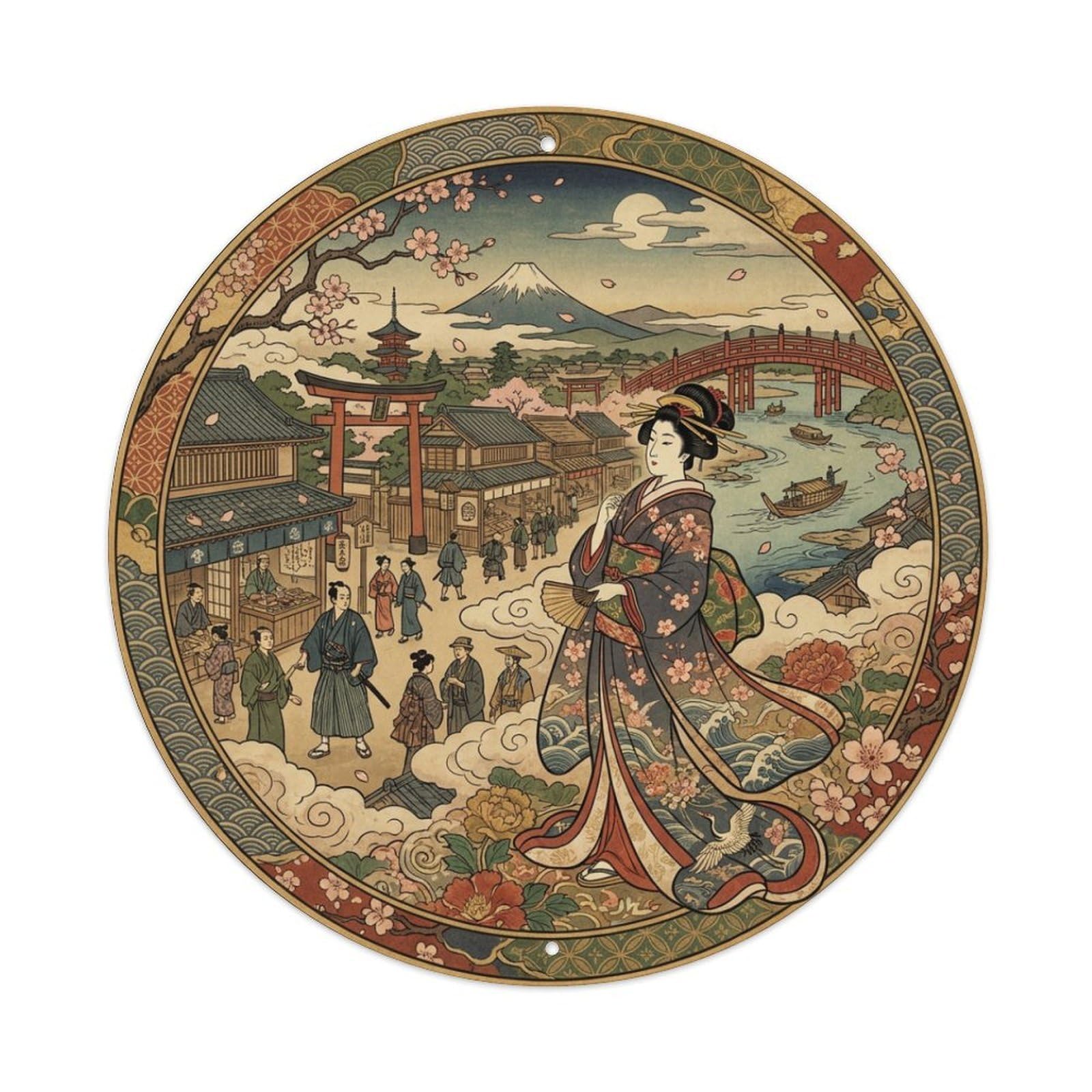 Fqnyr Style Metal Tin Sign Japanese Geisha Edo Period Dream Nostalgic Vision