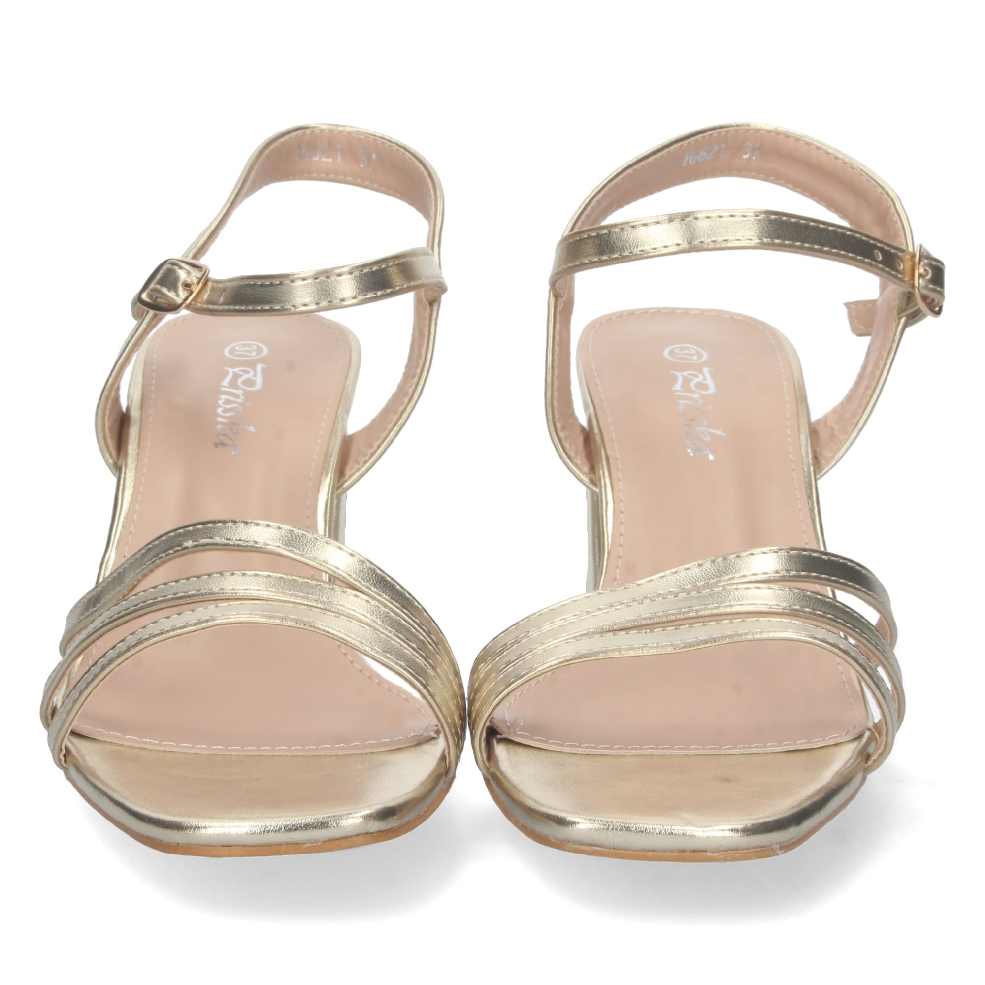 shoes&blues.es Sandalia de Tacon para Mujer, Comoda, con Palas Finas, Talon Abierto, y Cierre de Hebilla, Primavera Verano 2023