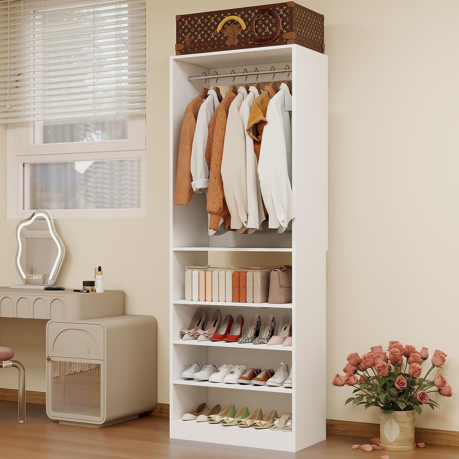Amazon.com: Dilando Closet Shelf System Wood Closet Organizer System ...