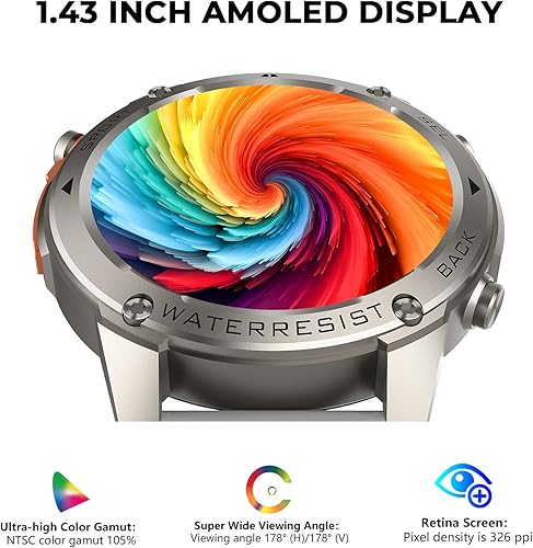 Miniatura 3 de Reloj inteligente militar con GPS (respuestahacer llamadas), posicionamiento por satélite, batería extragrande, brújula presión de aire altitud