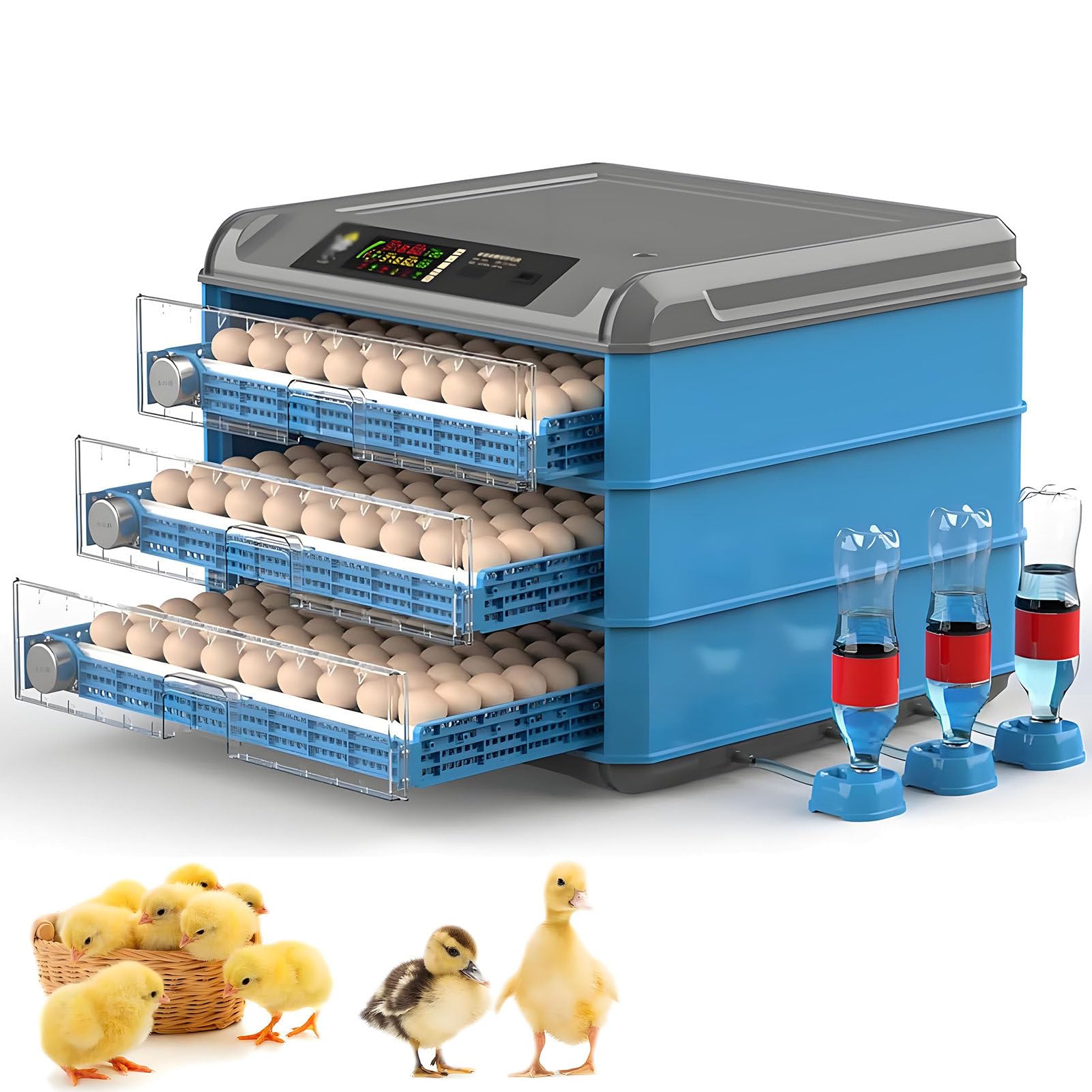 SHENGSHIYU Egg Incubator with Automatic Egg Turning,Temperature & Humidity Control,Poultry Hatcher Machine for Chickens Ducks Birds,General Purpose Incubator with LED Screen,Efficient Egg Ha 3Layers