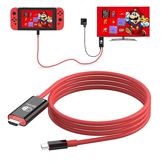 USB C to HDMI Adapter Cable for Nintendo Switch Dock,6FT/1.8M Switch Docking Station for TV with 4K Switch Dock HDMI Cable, 100W Switch Charging Dock- Black with Red