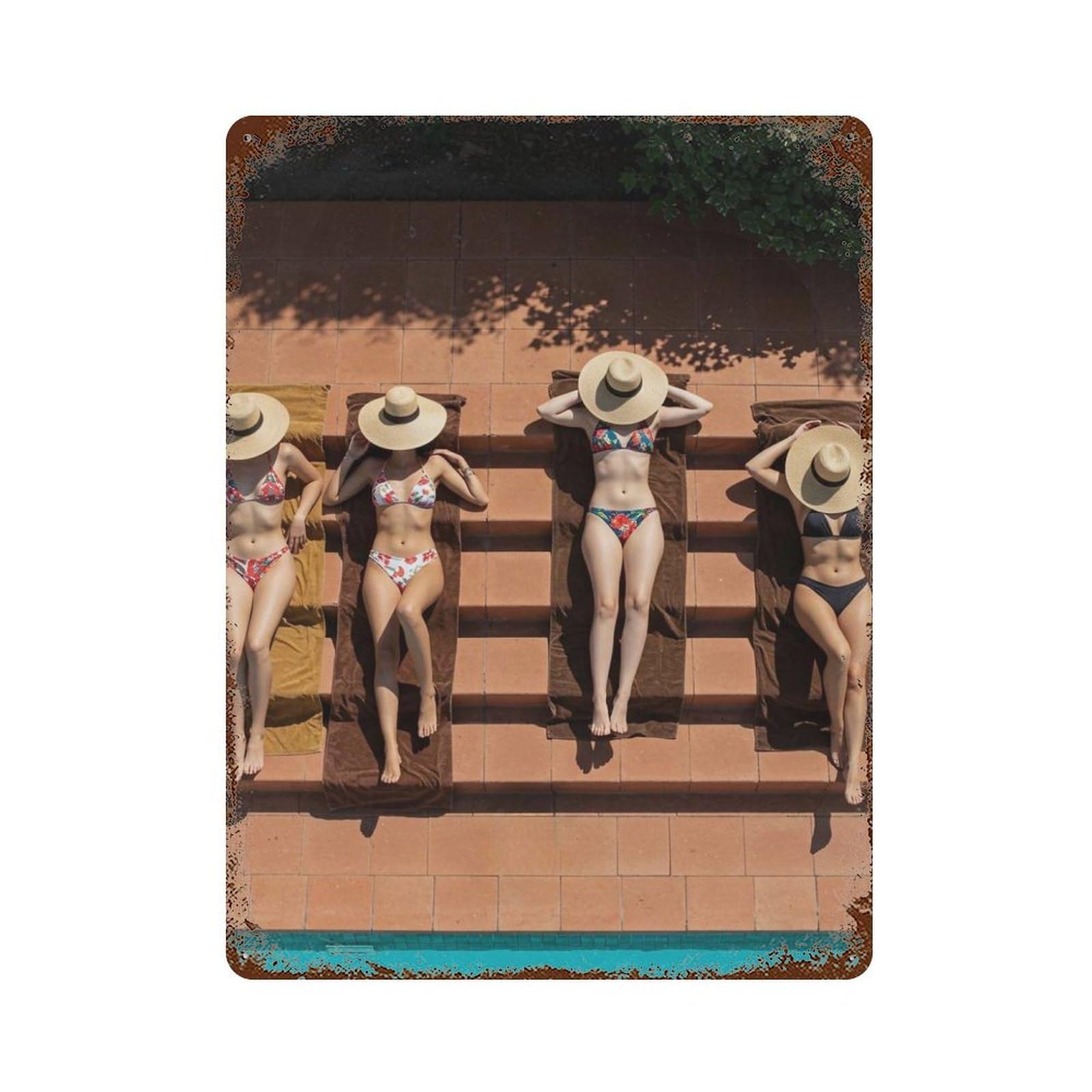 xiaoxiaoshen Girls Sunbathing Wall Decor Art Metal Tin Poster Modern Home Decor Art Home Bar Shop Decorations Vintage Sign 40x30cm