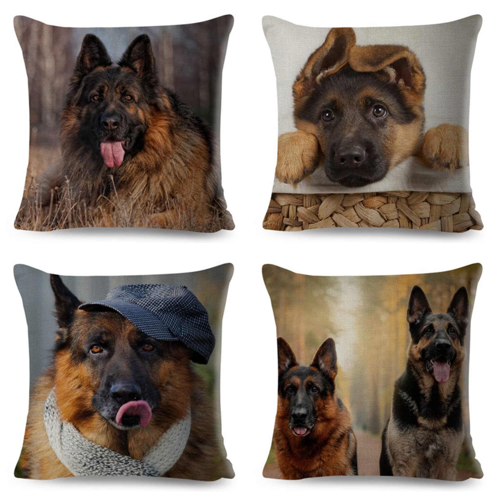 Cuscini, Cuscini Divano, Copricuscini, Fodere Cuscini, Federa Cuscino, Cuscini Decorativi, Cuscini per Divano, Cuscini Letto, Federe Cuscini Divano, Cuscino da Divano, 4 Pezzi Cane Animale 45x45 D1676