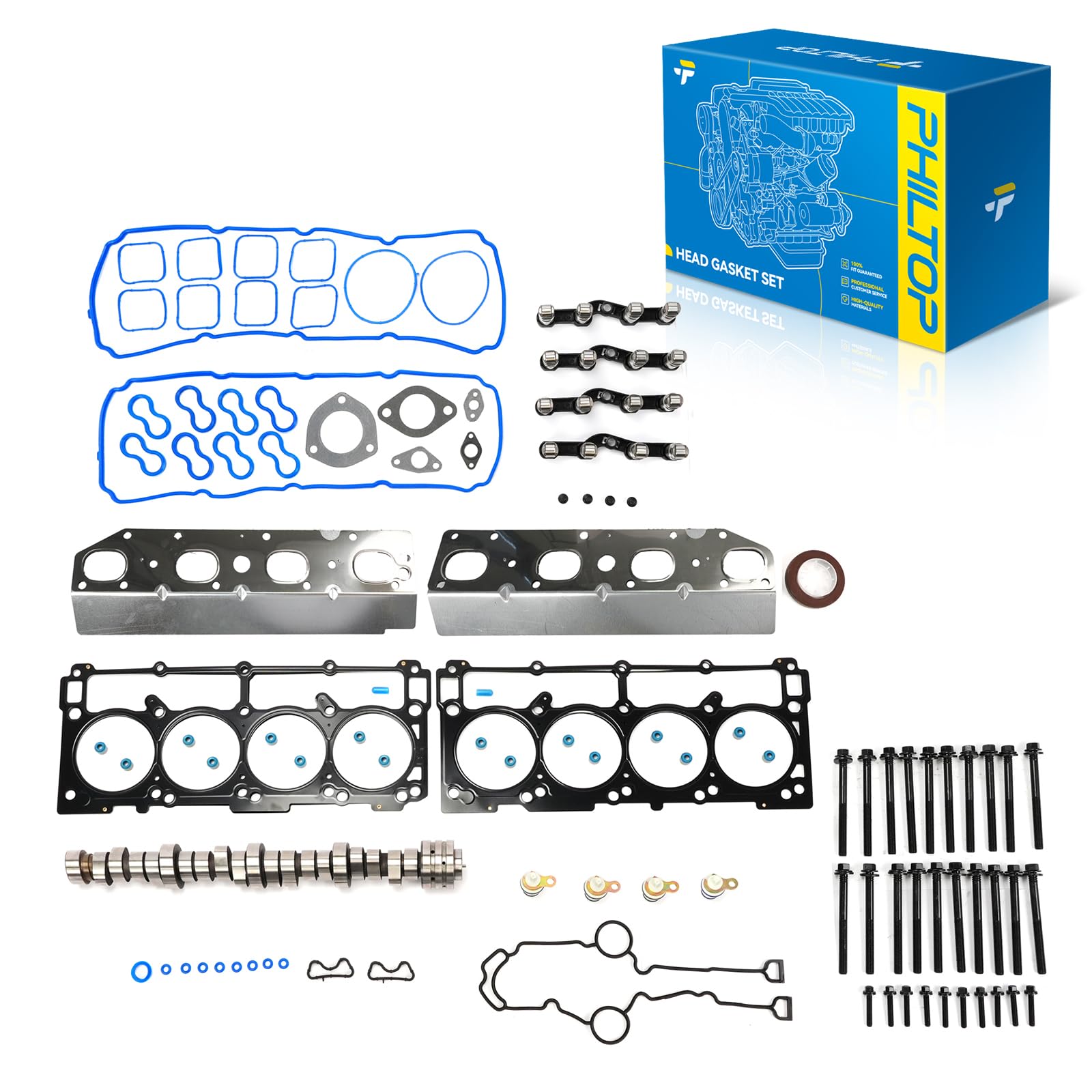 PHILTOP 5.7 Hemi Non MDS Lifter Cam Camshaft Head Gasket Kit | Fit for Ram 1500 2011-2015 5.7L, Dodge Ram 1500 2009-2010 5.7L, for Chrysler Aspen/Durango 2009 5.7L, 53021720AB, 53021720AD