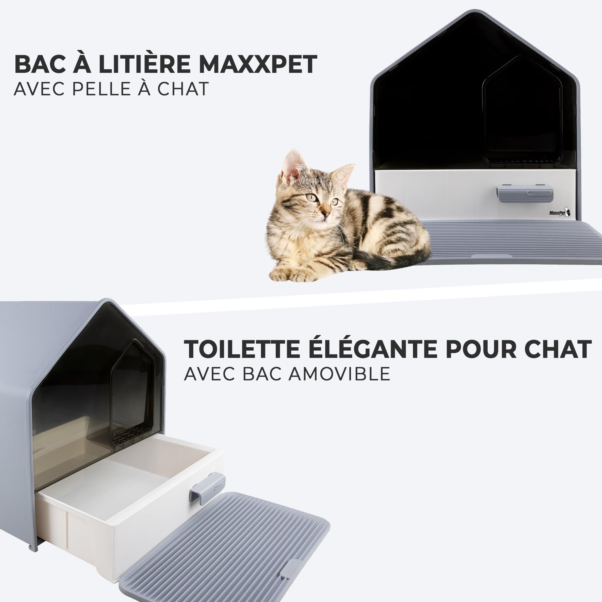 Cuccia Per Gatti In Legno MaxxPet, 80x53x50 Cm, Con Lettiera Interna - Casetta Per Esterni/interni, Colore Grigio Elegante