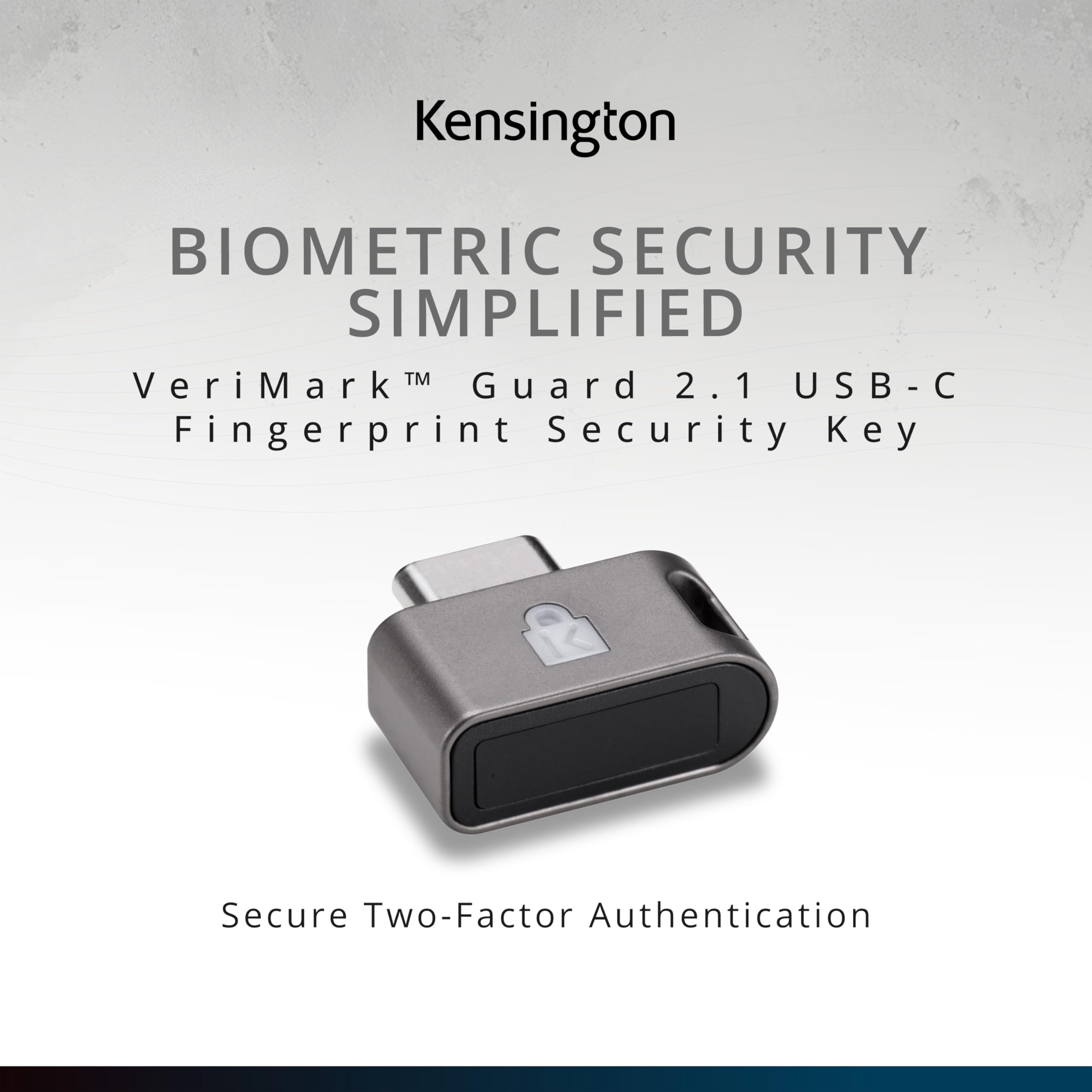 Kensington VeriMark Guard Llave de Seguridad USB-C con Huella FIDO2 | WebAuthn/CTAP2 y FIDO U2F, para Google, Microsoft, PC, tabletas e iPad