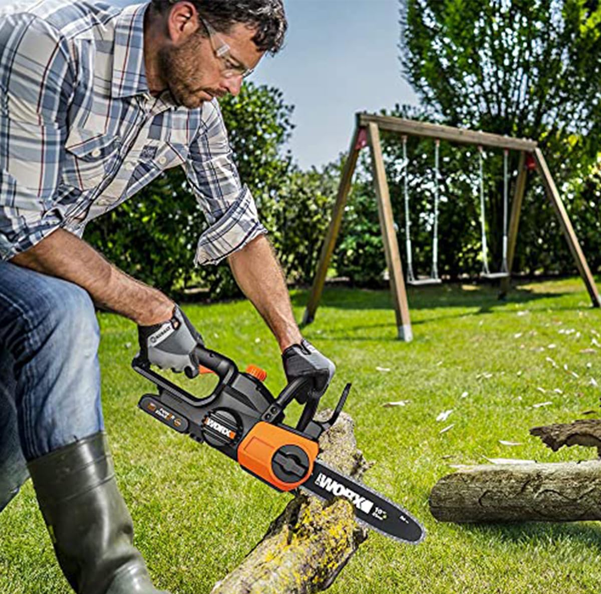 WORX WG322E.9 Motosega elettrica da potatura e giardino a batteria 20V, Diam. 25 - Solo utensile