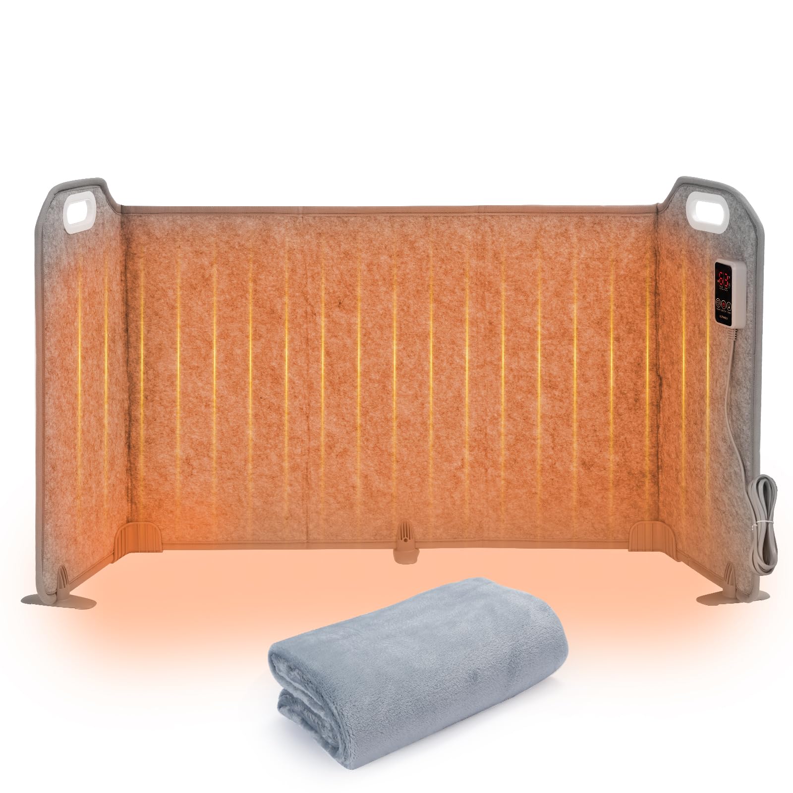 Calentador de piernas pies plegable 5 pliegues bajo escritorio 8 niveles alta temp Temporizador 1-9H eléctrico 285 W