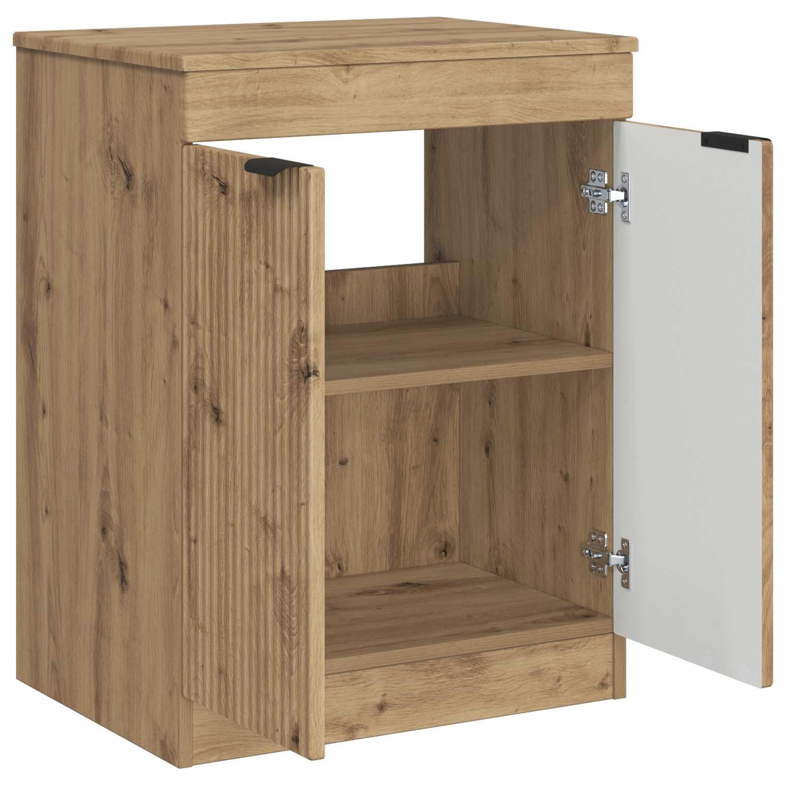 Mueble de baño de roble Artisan, 54 x 41 x 70 cm, material de madera con espacio de almacenamiento, asas empotradas, puerta y estante, ahorra espacio como armario bajo lavabo para baño moderno