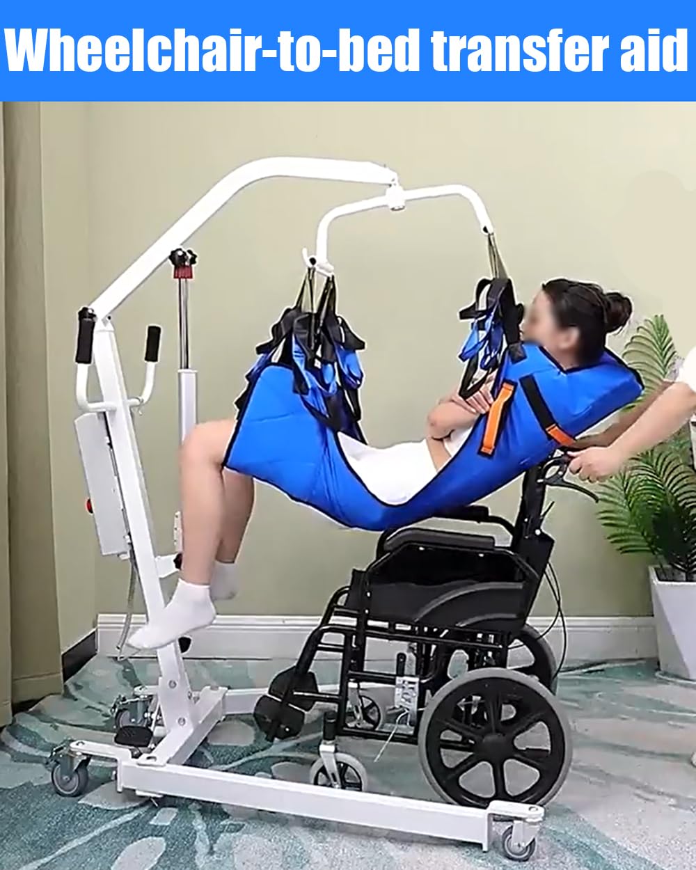 Sollevatore Elettrico per Disabili e Anziani con Imbracatura, Trasferimento Versatili da Letto a Carrozzina o Auto, Portatile con Telecomando, Dispositivo di Assistenza Domiciliare