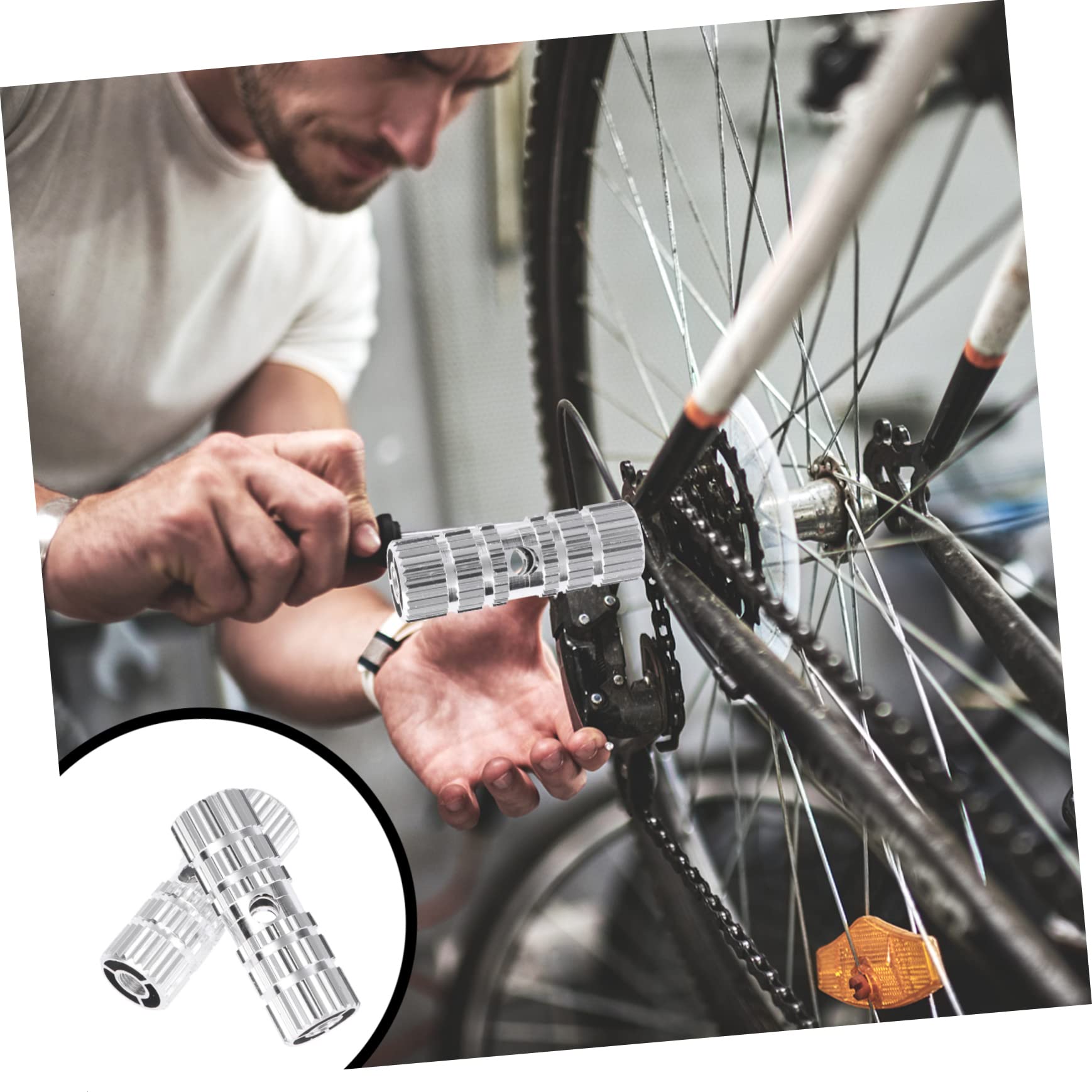 Parliky Bike Pegs Aluminum Alloy Stunt Pedal Footpeg for Mountain Bike Sturdy Sturdy Silver Bike Accessories Repair Tool