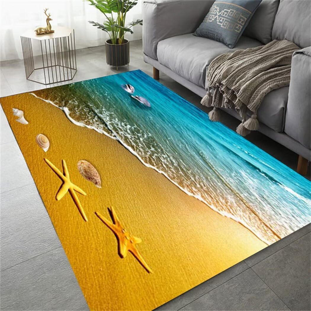 Tapis de chambre de garçon à motif plage pour ambiance océan