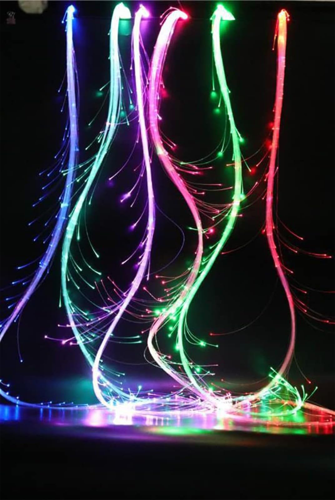 Látigo De Fibra Óptica LED, Látigo Espacial De Danza Giratorio De 360°, 4 Modos De Luz, 7 Colores, 23 Efectos De Luz para Espectáculos Fiesta EDM,Festival De Música Espectáculos Green Handle