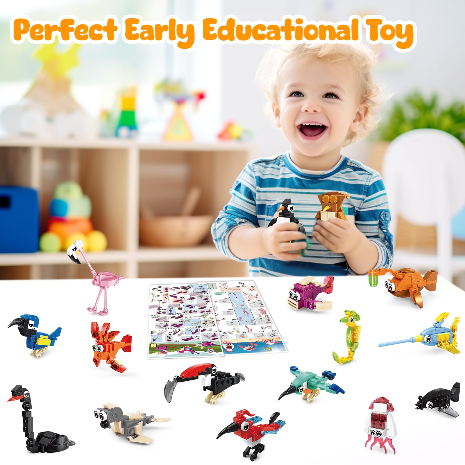 MOONTOY Party Favours for Kids 24 Animal Building Blocks Sets - Image 2