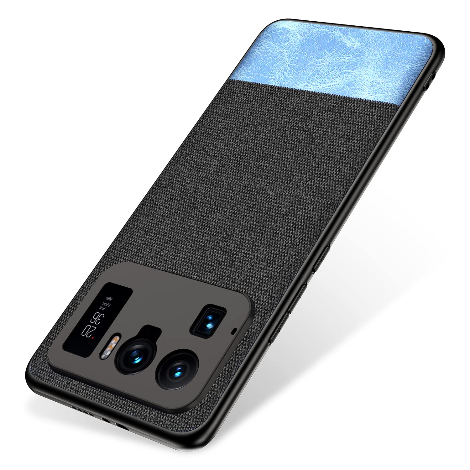 Kapa Soft Fabric & Leather Hybrid for Xiaomi Mi 11 Ultra Back Cover, Shockproof Protection Slim Hard Back Case (Black,Blue)