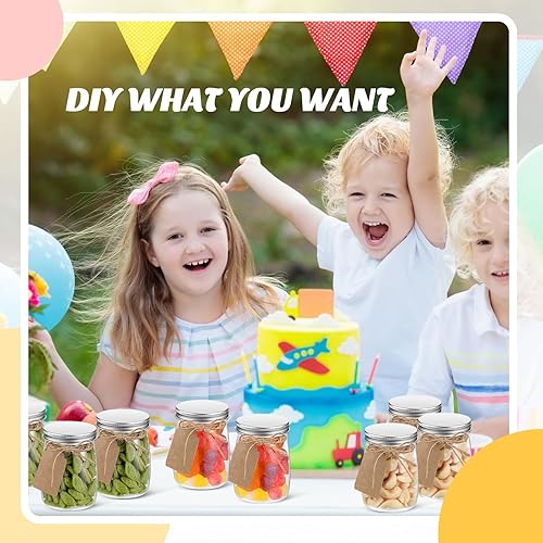 Miniatura 6 de Nitial Paquete de 50 tarros de plástico de 5 onzas con tapas de aluminio, mini tarros de yogur, tarros de regalo, frascos de bricolaje con cordel y