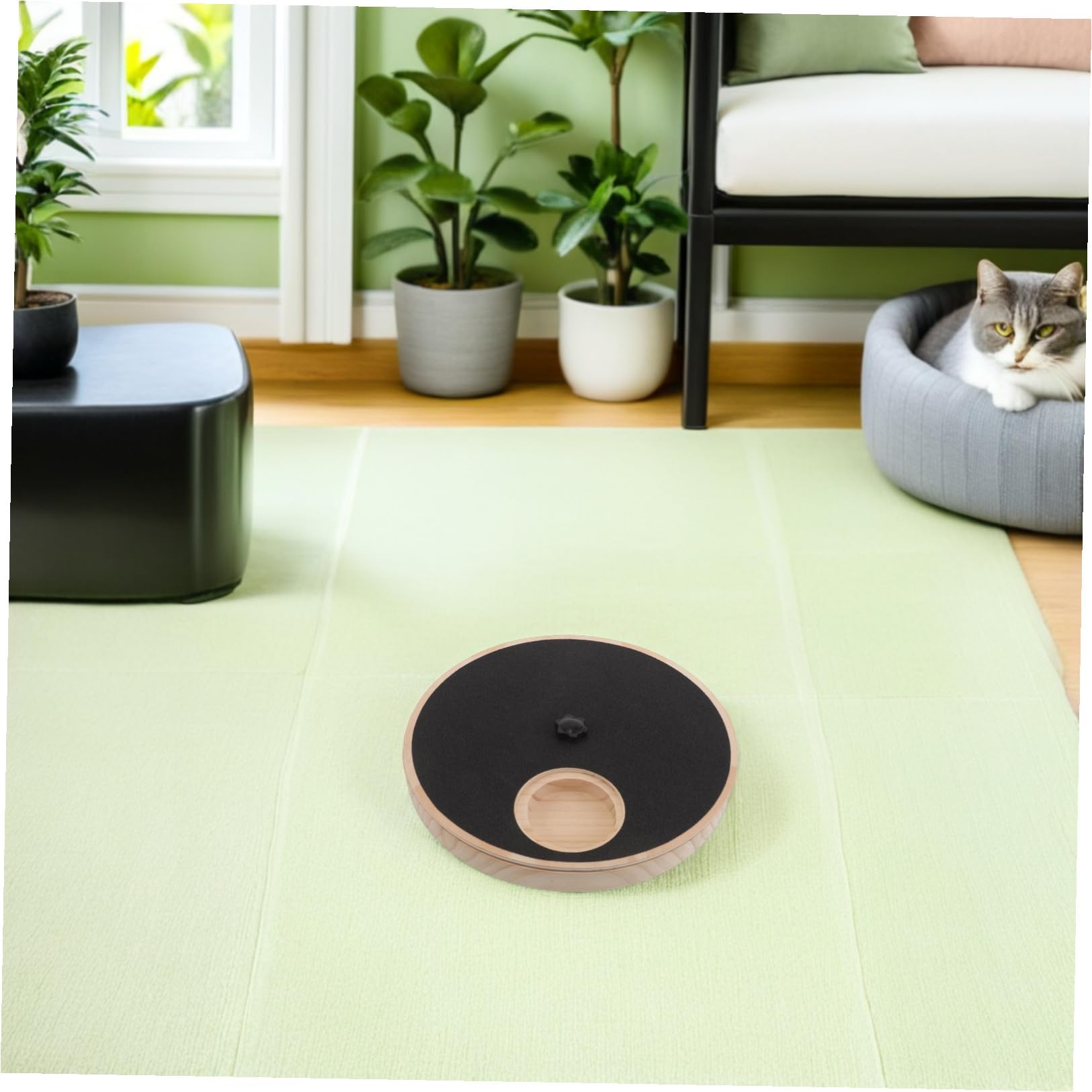 SHINEOFI Holz Krallenschleifer für Hunde 29x29x2,8cm mit Drehbarem Leckerlibox zur Sanften Hundepflege und Krallenpflege im Hundetrimmen und Haustierpflege