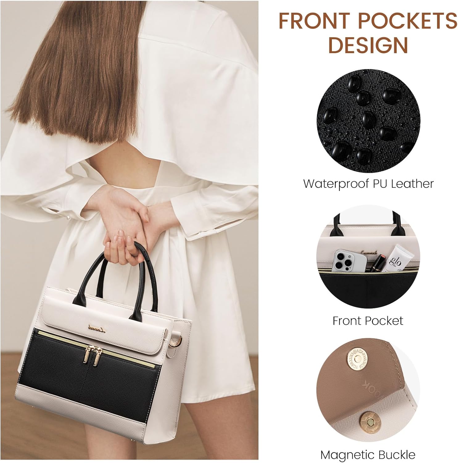 LOVEVOOK Purses and Handbags for Women,Leather Shoulder Bag Black Purse Tote,Satchel Crossbody Bags Top Handle for Ladies - Image 4