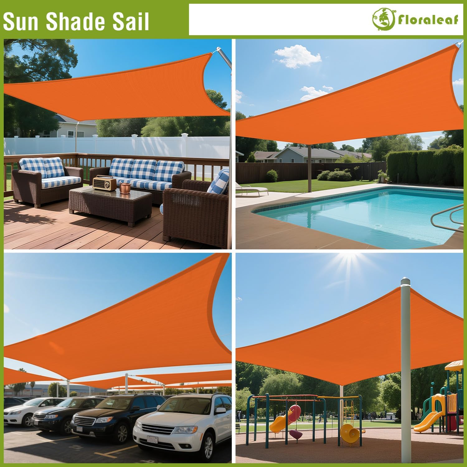 Rectangle Sun Shade Sail 7' x 10' for Patio Backyard Permeable Canopy Awning Sail Shade Cloth for Lawn Garden Outdoor Activities Orange
