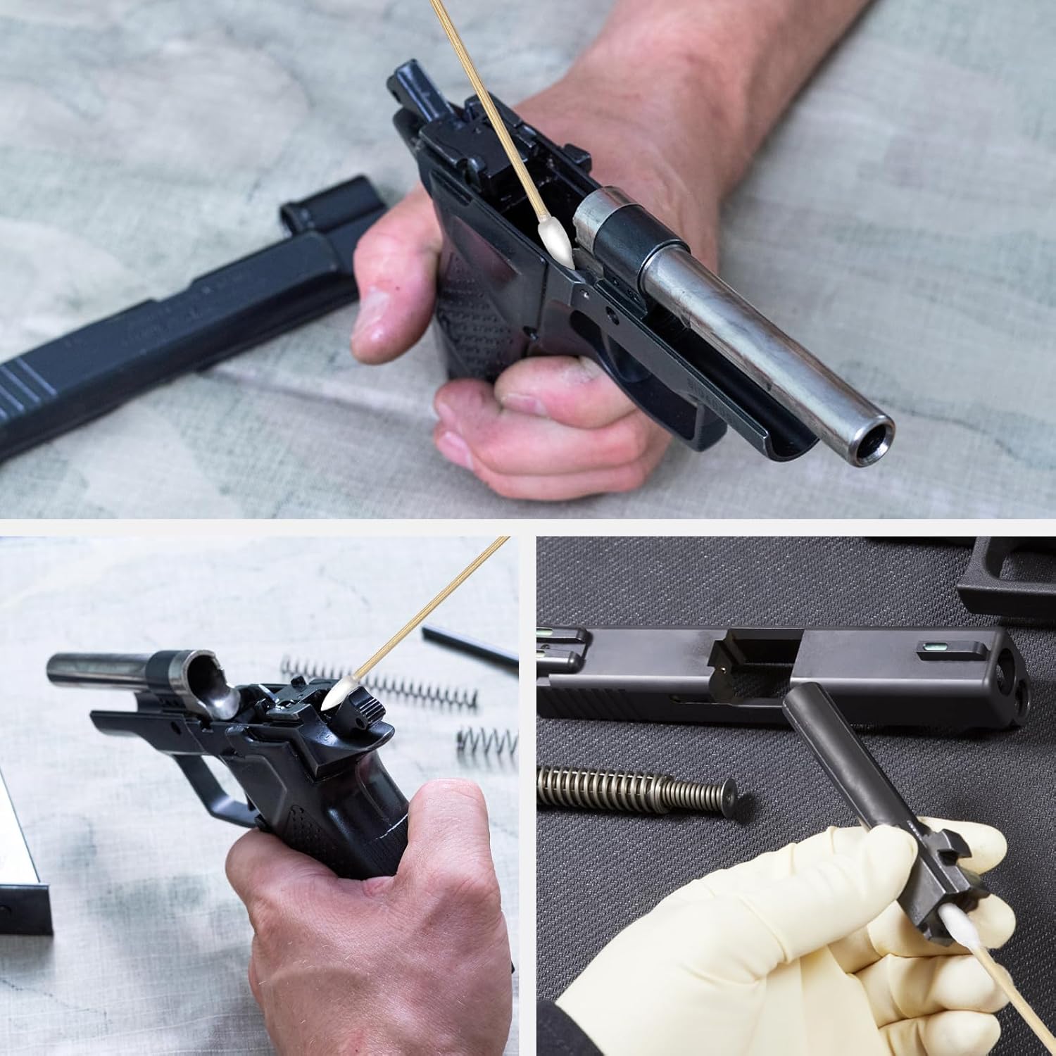 Universal Gun Cleaning Kit - 2 X 2 Inches Patches - 200 PCS 6 Inches Point Swabs - 3 Pcs Gun Cleaning Brush, and A Silicon Gun Cloth Suitable for Most Gun Firearm - Image 8