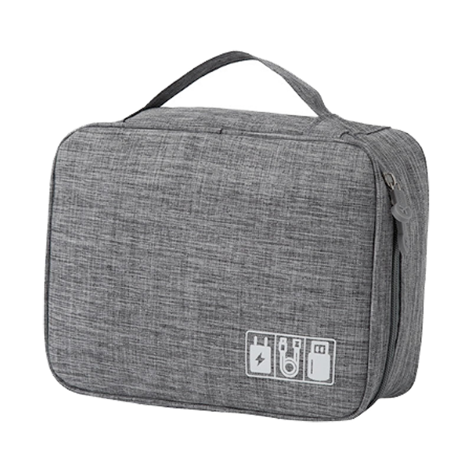 Roche Limit Travel Organizer Bag, Electronic Case Waterproof with Adjustable Divider&Removable Baffle, Double Layers All-in Storage Bag for Power Bank, Charger, Earphone, Cosmetic Black Grey