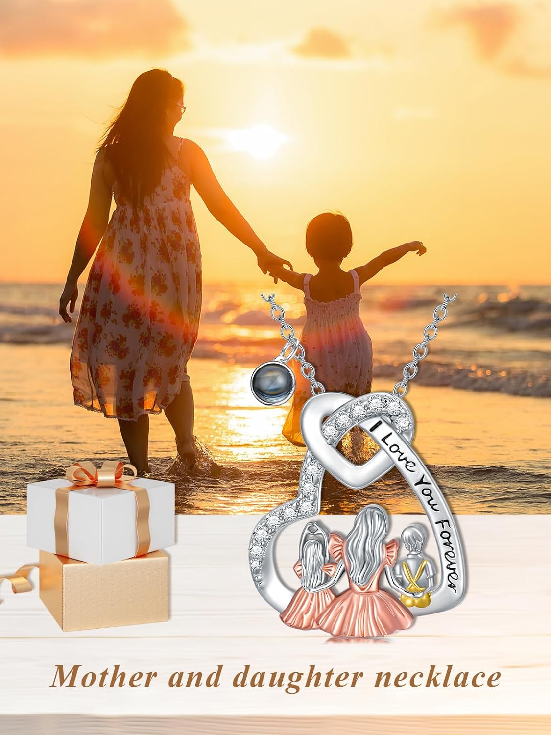 Dorunmo Mother and 1/2/3 Daughters/Son Necklace 925 Sterling Silver Mom Necklace Sisters Jewelry Heart Pendant Christmas Jewelry for Women - Image 2