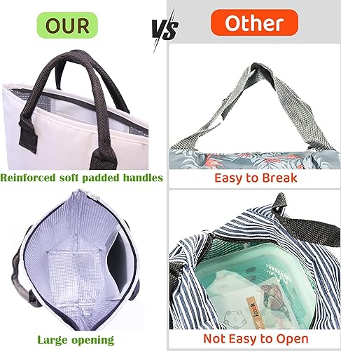 Miniatura 6 de Taysis Large Insulated Lunch Bag for Women Men, Adults Reusable Simple Bento Lunch Bag Lunch Container Lunch Tote Bag for Lunch Box for Picnic Work