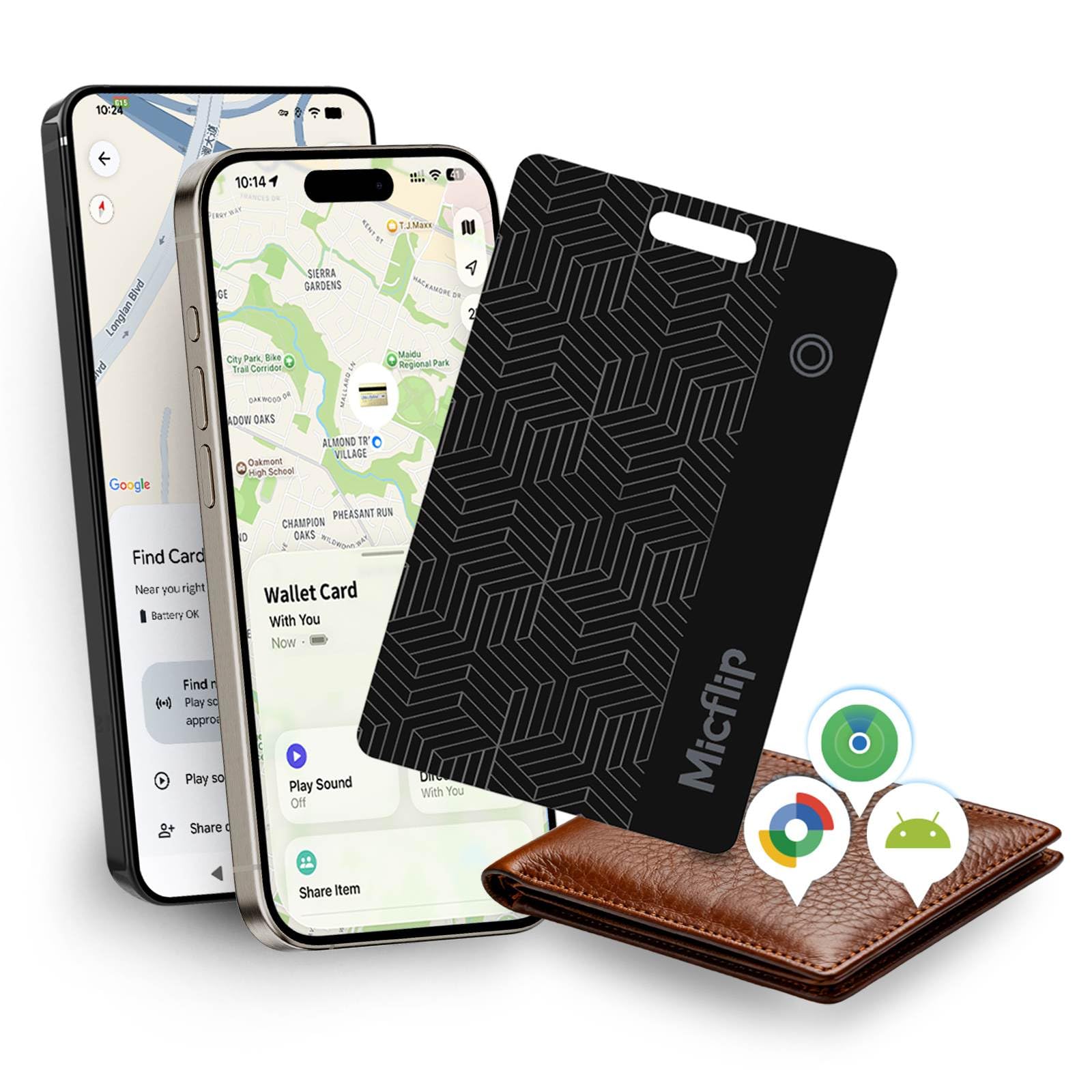 Wallet Tracker Card [Apple MFi Certified] (iOS and Android) Bluetooth Tracker Card, Rechargeable Smart Tracking Card Work with iPhone＆Android, Keys,