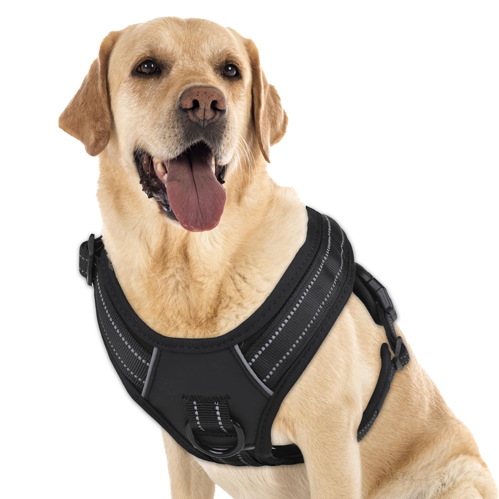 EPETKO No Pull Dog Harness, No Choke Front Clip Pet Harness Adjustable Soft Padded Dog Vest with Easy Control Handle and Reflective Strips Dog Harness