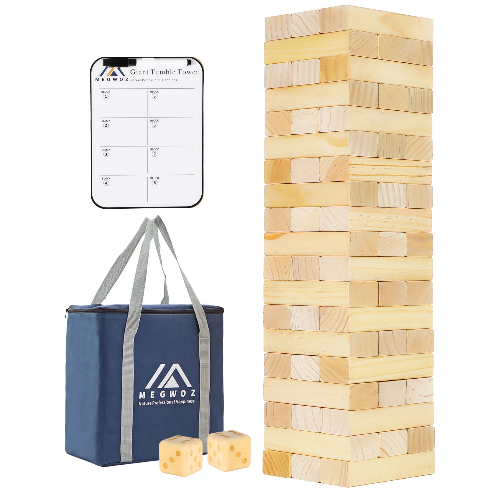 Megwoz M Size Tumble Tower 57 Blocks 3FT Indoor Outdoor Games for Family
