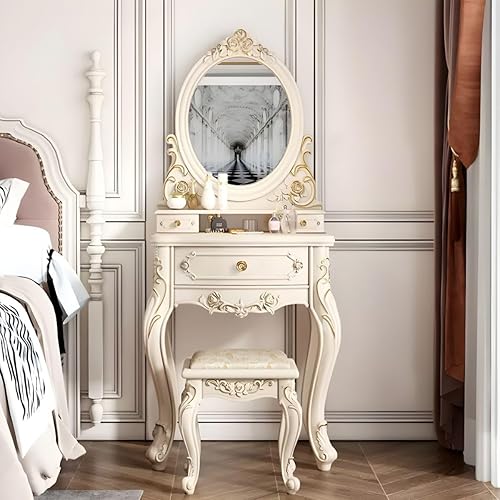 Miniatura 10 de CraftThink Moderno juego de tocador de maquillaje, escritorio de maquillaje para dormitorio, tocador de madera para dormitorio, tocador de