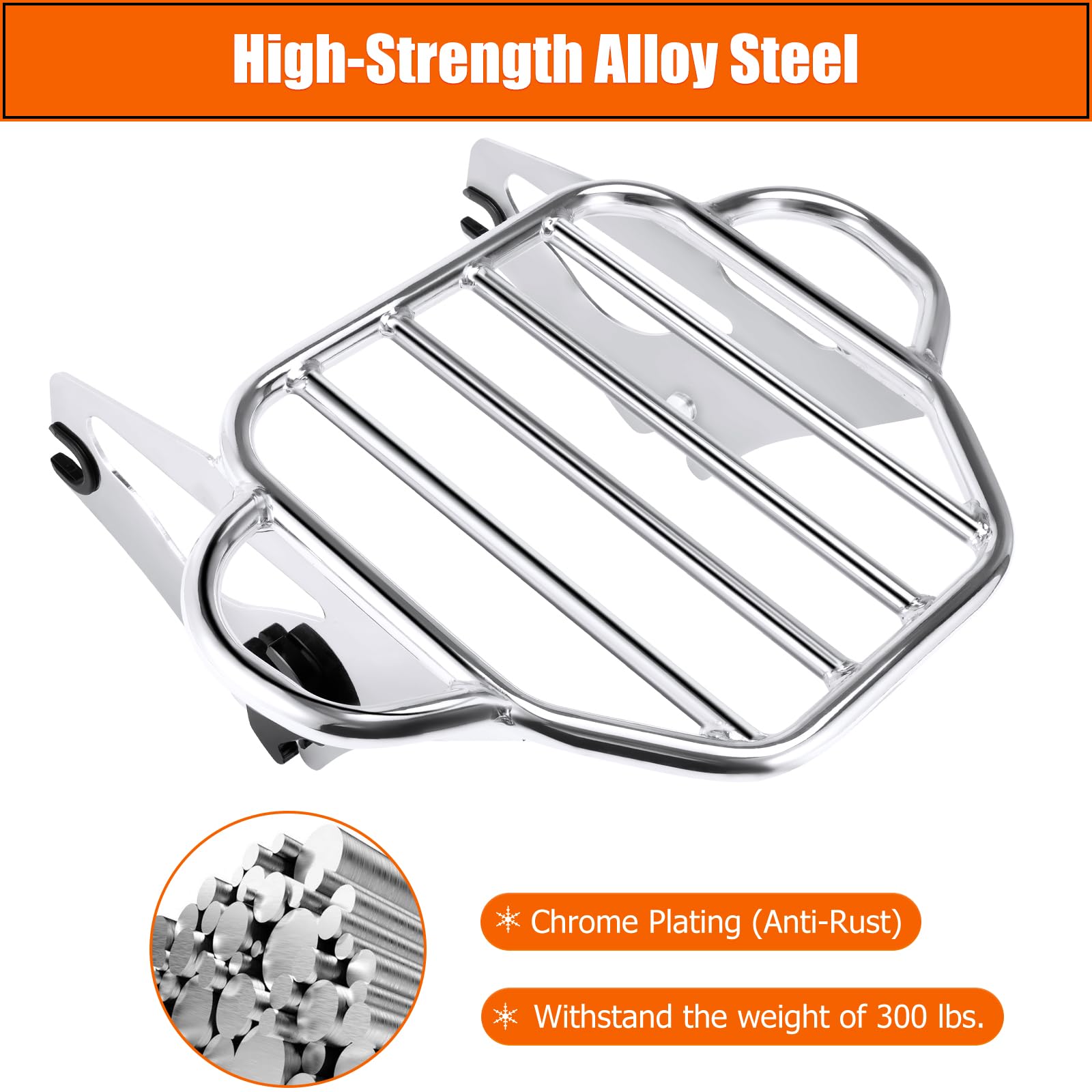 Eumti Chrome 4-Point Docking Hardware Kit For Harley Touring 2014-Later,Custom Quick Release Tour Pack Luggage Rack Backrest Replacement 52300353 Fit For CVO Road King Street Road Electra Glide - View #9