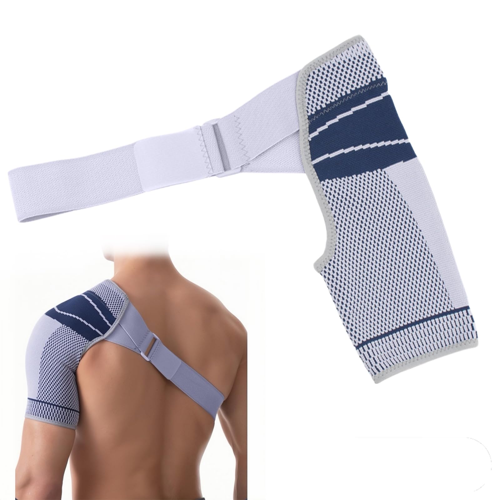 Tutore Per Spalla Destra E Sinistra Uomo/Donna, Supporto Regolabile In Poliestere Per Infortuni E Sport, Taglia S/M, Colore Rosso/Bianco/Nero