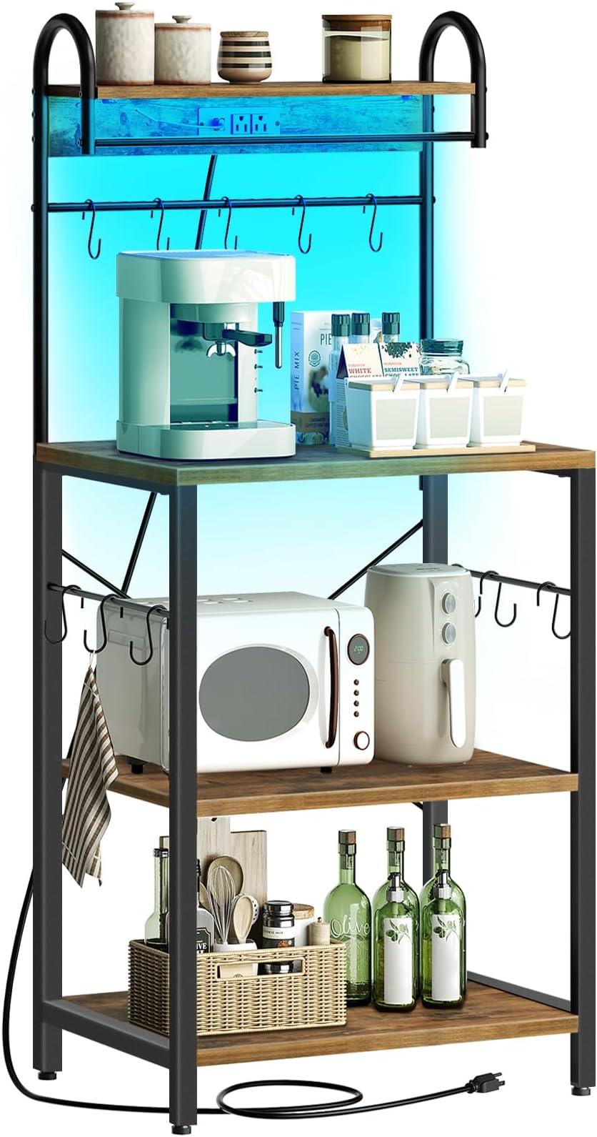 Amazon.com - MAHANCRIS Bakers Rack with Power Outlet, Kitchen Storage ...