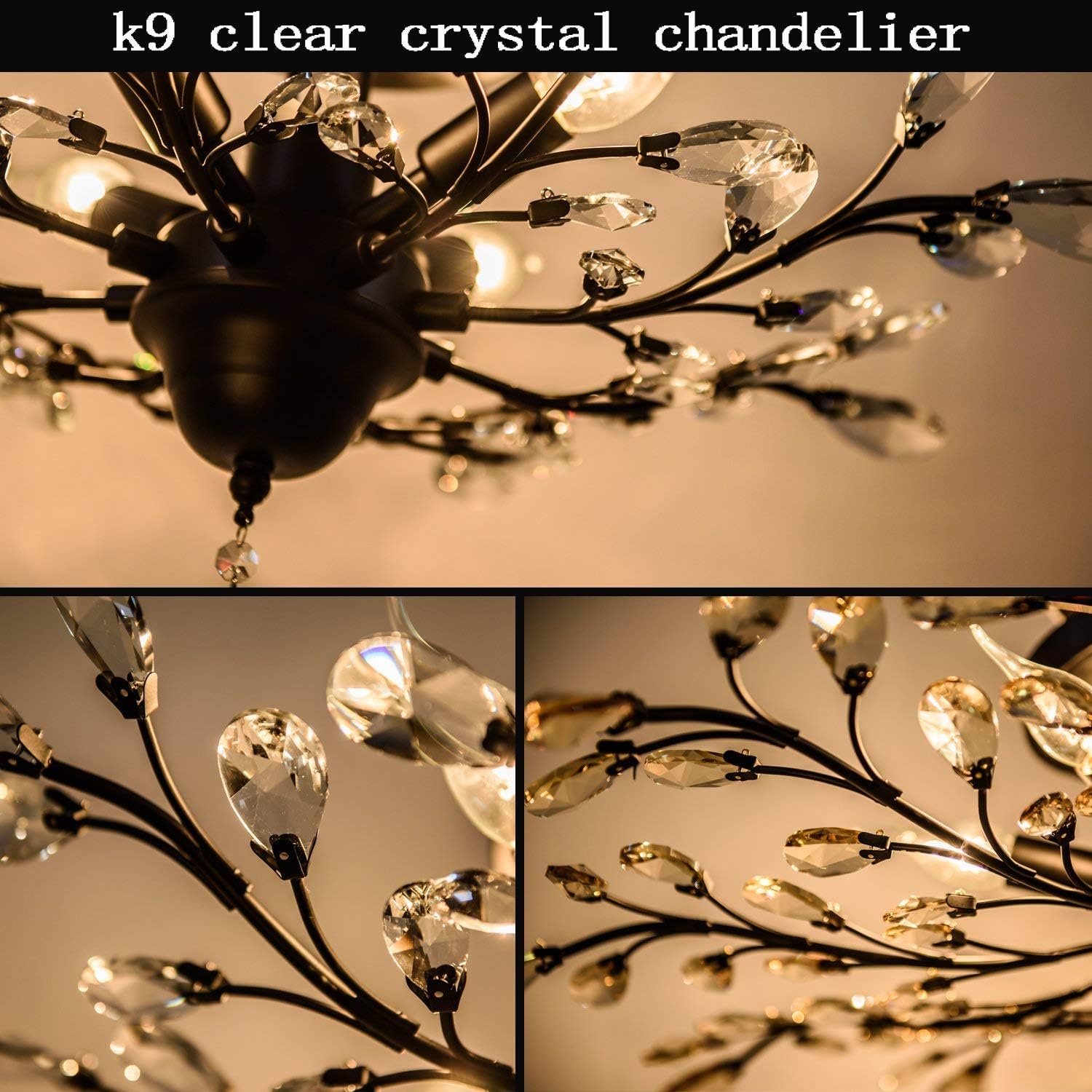 Onе-Dау Sаlе: Uр tо 70% оƒƒ Garwarm 4 Lights Vintage Crystal Chandeliers Ceiling Lights LED Light Crystal Pendant Lighting Ceiling Light Fixtures Chandeliers Lighting for Living Room Bedroom Restaurant Porch Chandelier(Black) Prоduсt Dеаl Garwarm 4 Lights Vintage Crystal Chandeliers Ceiling Lights LED Light Crystal Pendant Lighting Ceiling Light Fixtures Chandeliers Lighting for Living Room Bedroom Restaurant Porch Chandelier(Black)