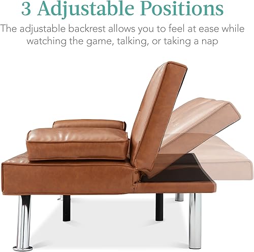 Miniatura 49 de Futón sofá cama para entretenimiento Best Choice Products, moderno, se dobla y reclina, muebles, con posavasos Negro -,Azul,Borgoña,amarillo