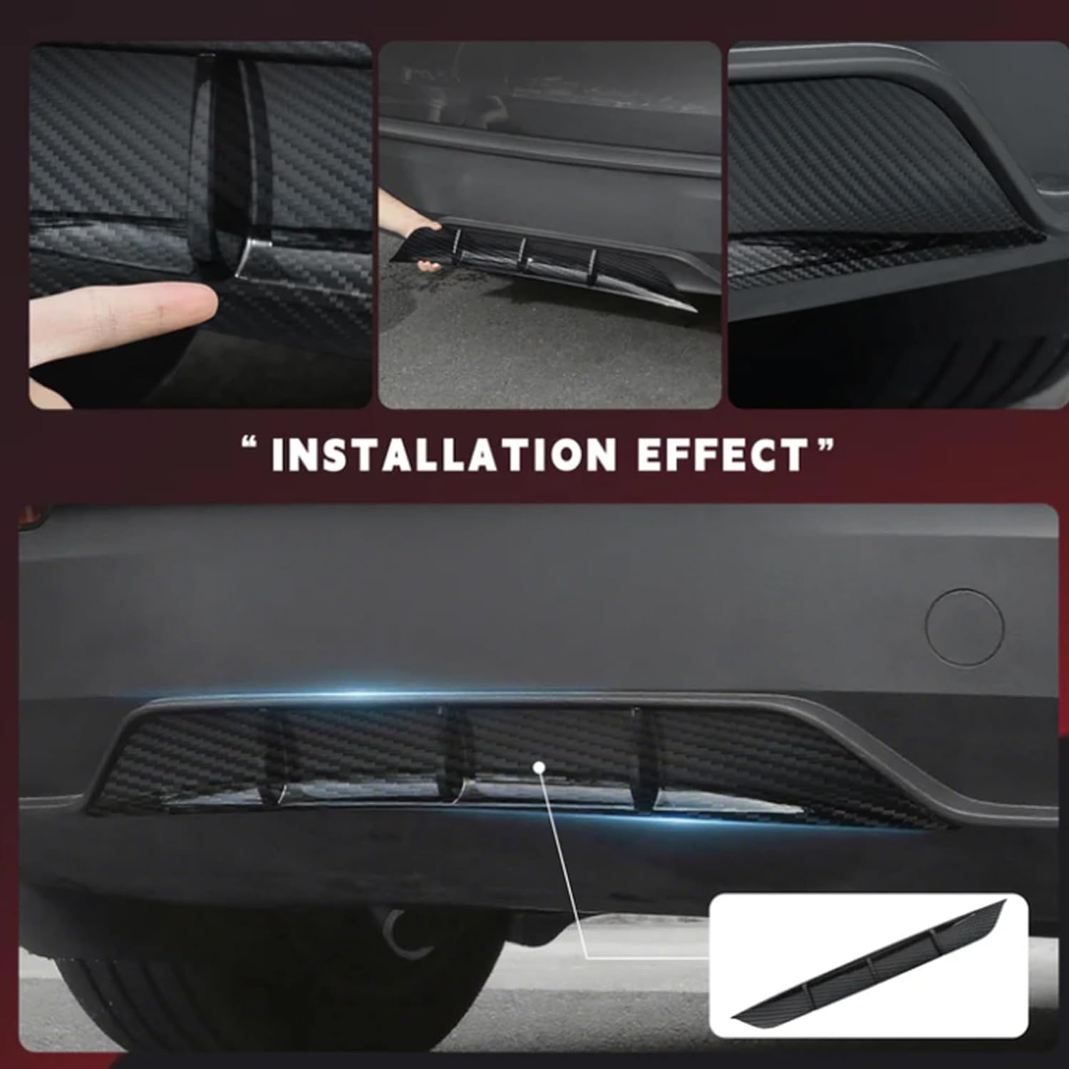 Rear Diffuser for Telsa Model Y Juniper 2025 2026 Launch Series Accessories ABS Rear Bumper Molding Protector Lip Trunk Decoration Auto Parts Body Kit (Glossy Carbon Fiber)