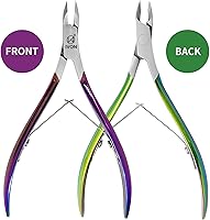 Vista 2 de IVON Cortadora de cutículas profesional – Acero inoxidable con acabado arcoíris, pinza de uñas de precisión para manicura y pedicura