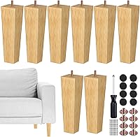 Vista 14 de TURSTIN Juego de 8 patas cuadradas de madera maciza de 8 pulgadas para sofá, patas de repuesto para sofá, patas de muebles de mediados de siglo