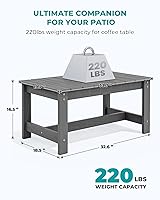 Vista 3 de SERWALL Mesa de Café para Exterior, Mesa de Patio de HDPE para Exteriores, Gris