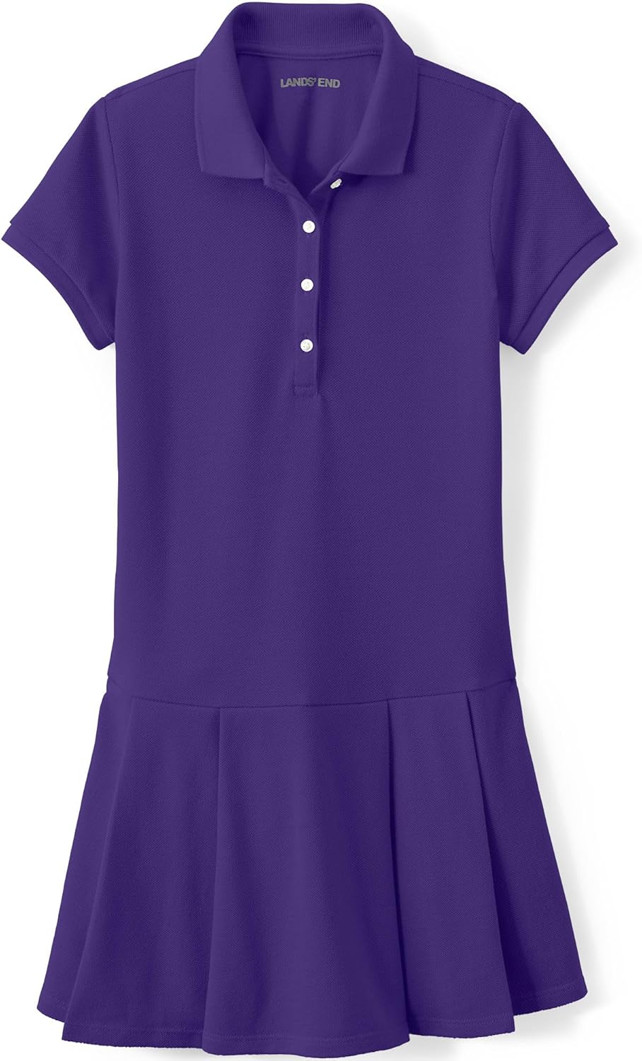 Lands' End School Uniform Girls Short Sleeve Mesh Pleated Polo Dress
