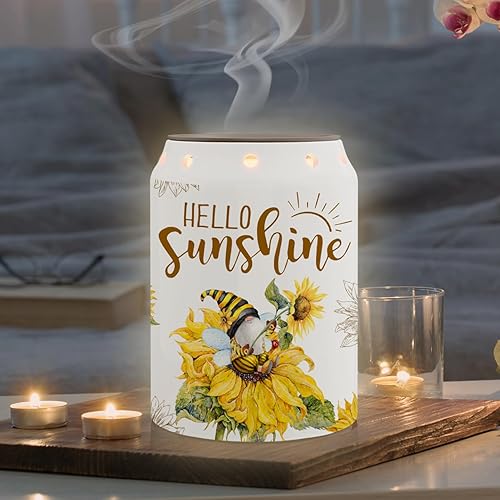 Miniatura 9 de pinata Calentador de cera de girasol, calentador de cera de cerámica para velas de aceite, decoración rústica de girasol, calentador eléctrico de