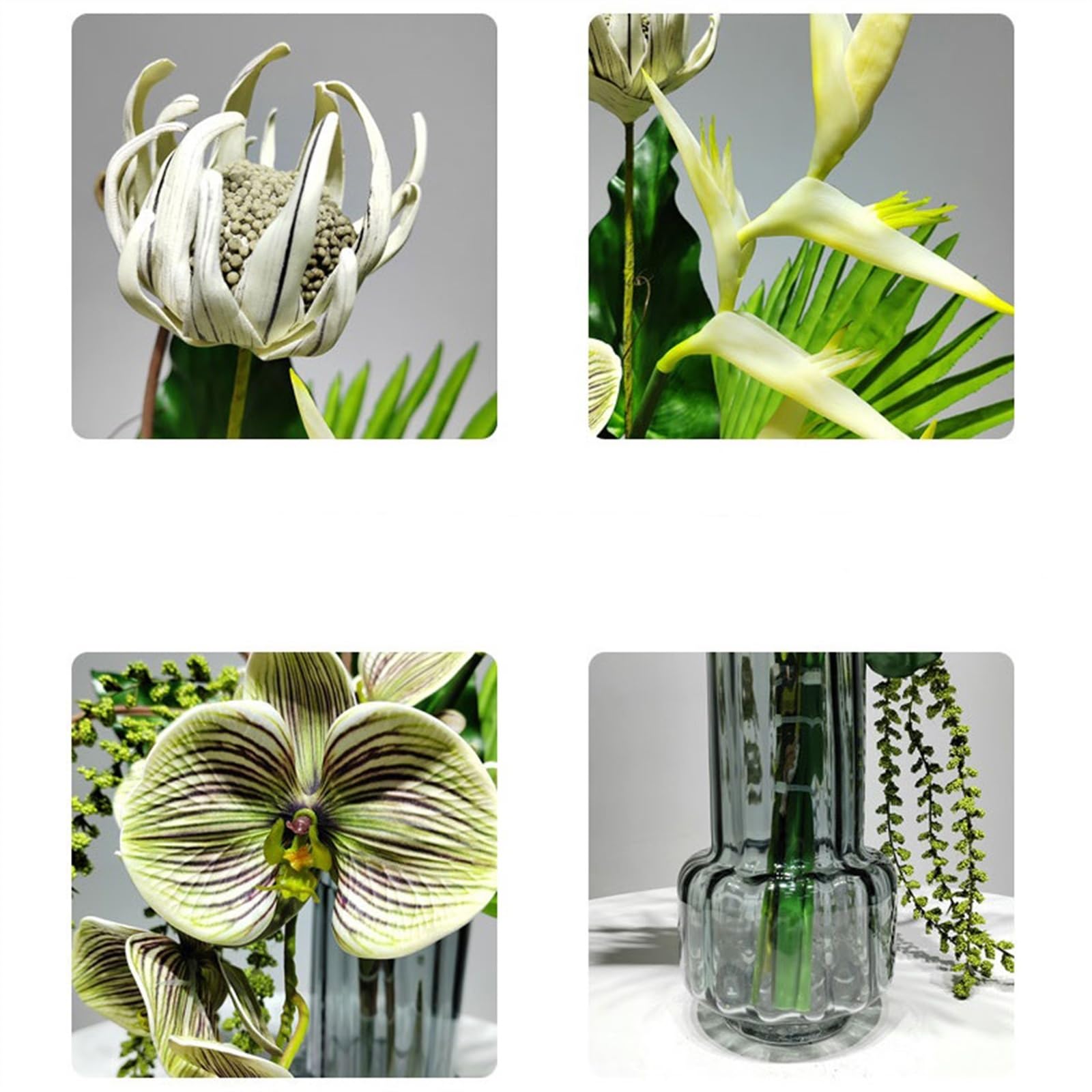 Fiori Artificiali Simulazione Disposizione del Verde Soggiorno Tavolo da Pranzo Tavolino Centrotavola Vaso di Vetro con Bouquet di Fiori Artificiali di Lusso Leggero Fiore Finto