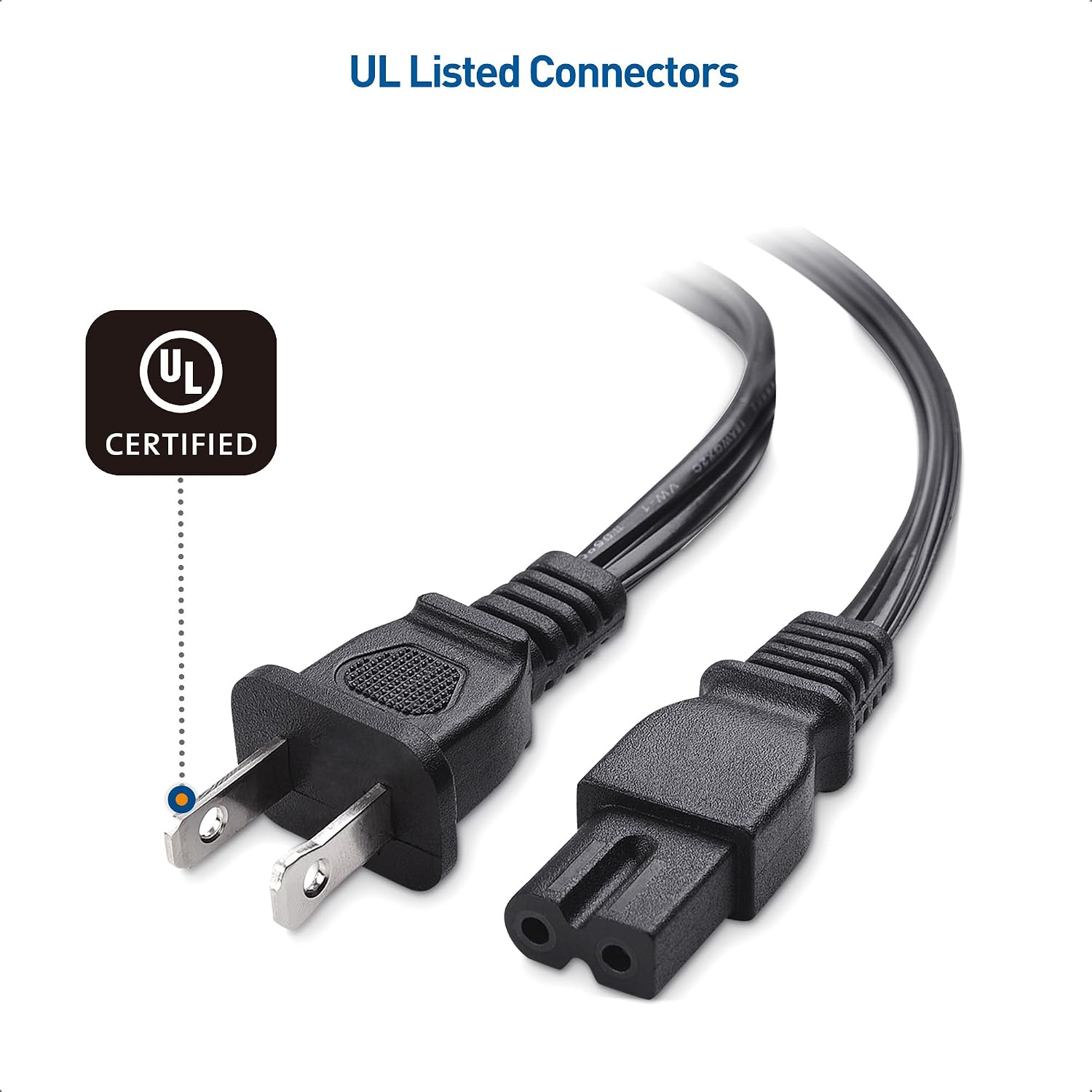 Cable Matters 2 Pack 2 Prong Vizio TV Power Cord Replacement 15 ft, PS2 Power Cord/Polarized Power Cord/AC Power Cable, Compatible with Vizio TV and Playstation 2 (NEMA 1-15P to IEC C7)