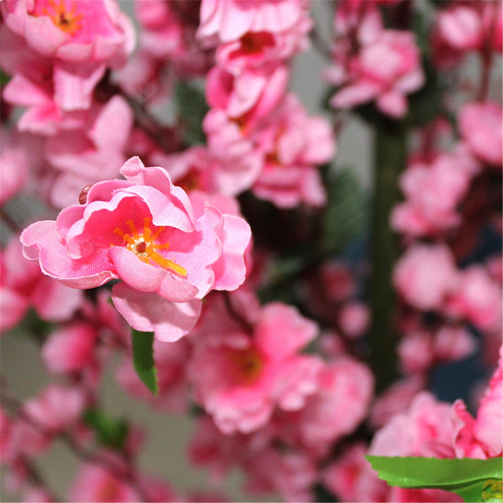 Amazon｜ファッショナブルな人工花 人工桃の花の木の家の風景植物盆栽 