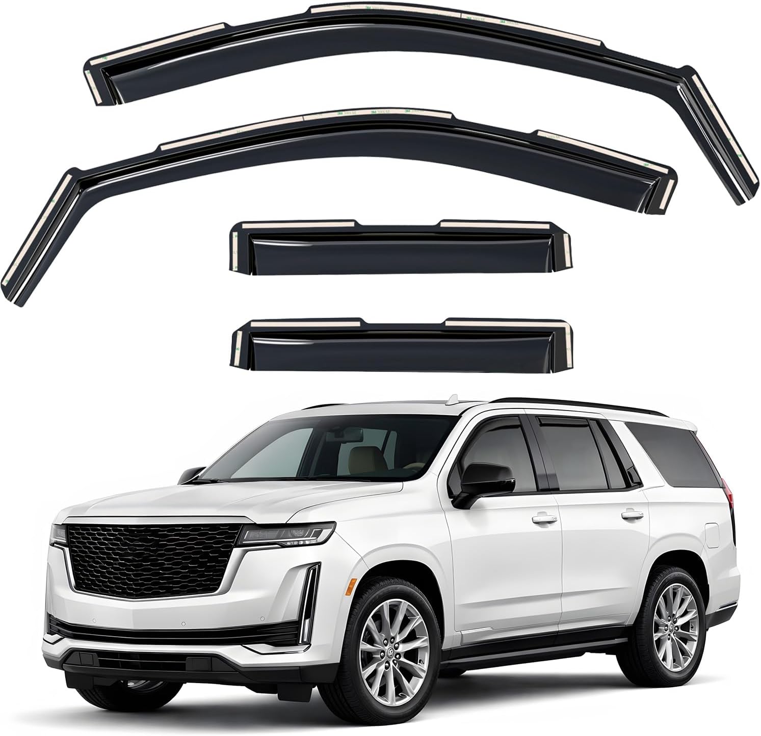 Window Deflectors Smoke Tinted in-Channel Side Window Vent Visor Deflectors Rain Guards Compatible with Escalade 2021-2026 - 4pcs. GW0275