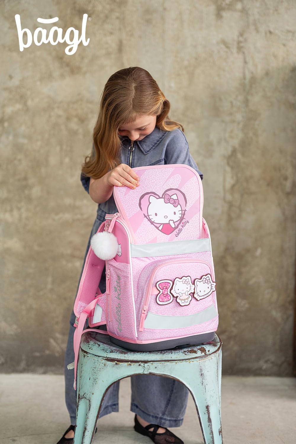Baagl Juego de 5 mochilas escolares para niños y niñas (mochila escolar Zippy para primer grado, estuche, bolsa de gimnasio, delantal, bolsa para el cuello), mochila escolar ergonómica, 21 L