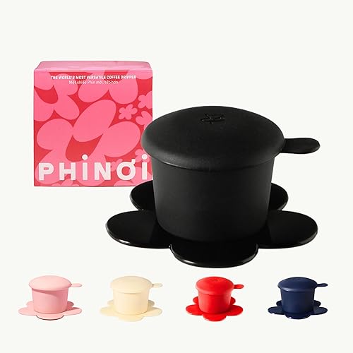 Miniatura 15 de PHINOI - Gotero de café vietnamita, filtro Phin vietnamita, cafetera de una sola taza de 1 a 2 tazas con diseño de flores, filtro de café Rojo y