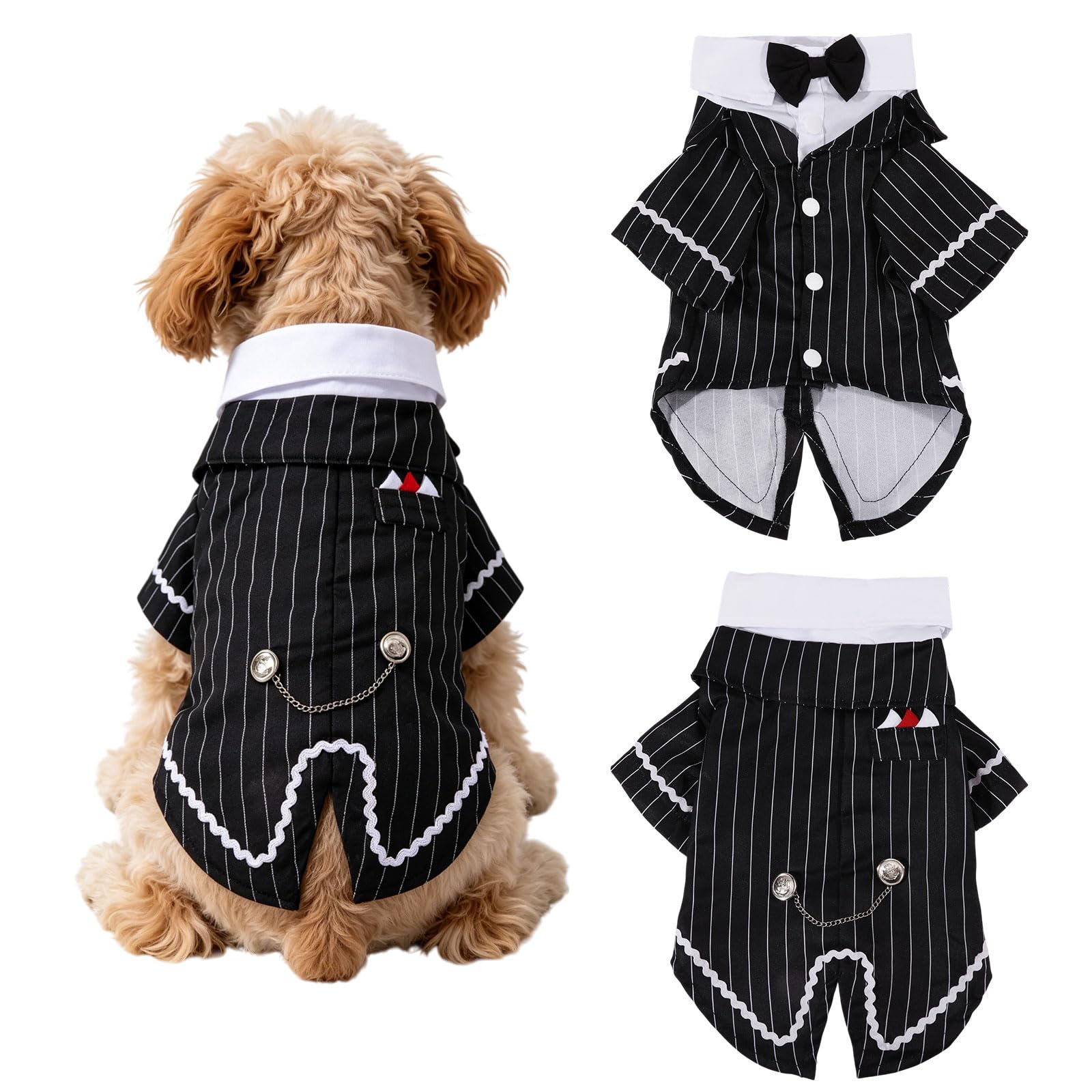 CONCHLERY Dog Tuxedo Suit L Black